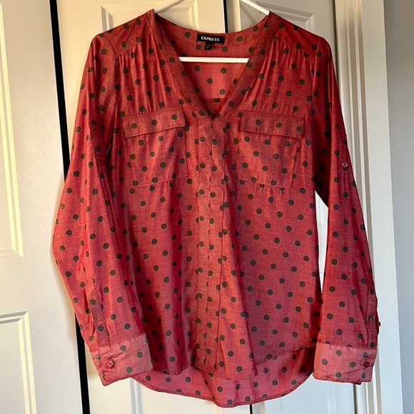 Express Polkadot Dress Shirt - Picture 1 of 4